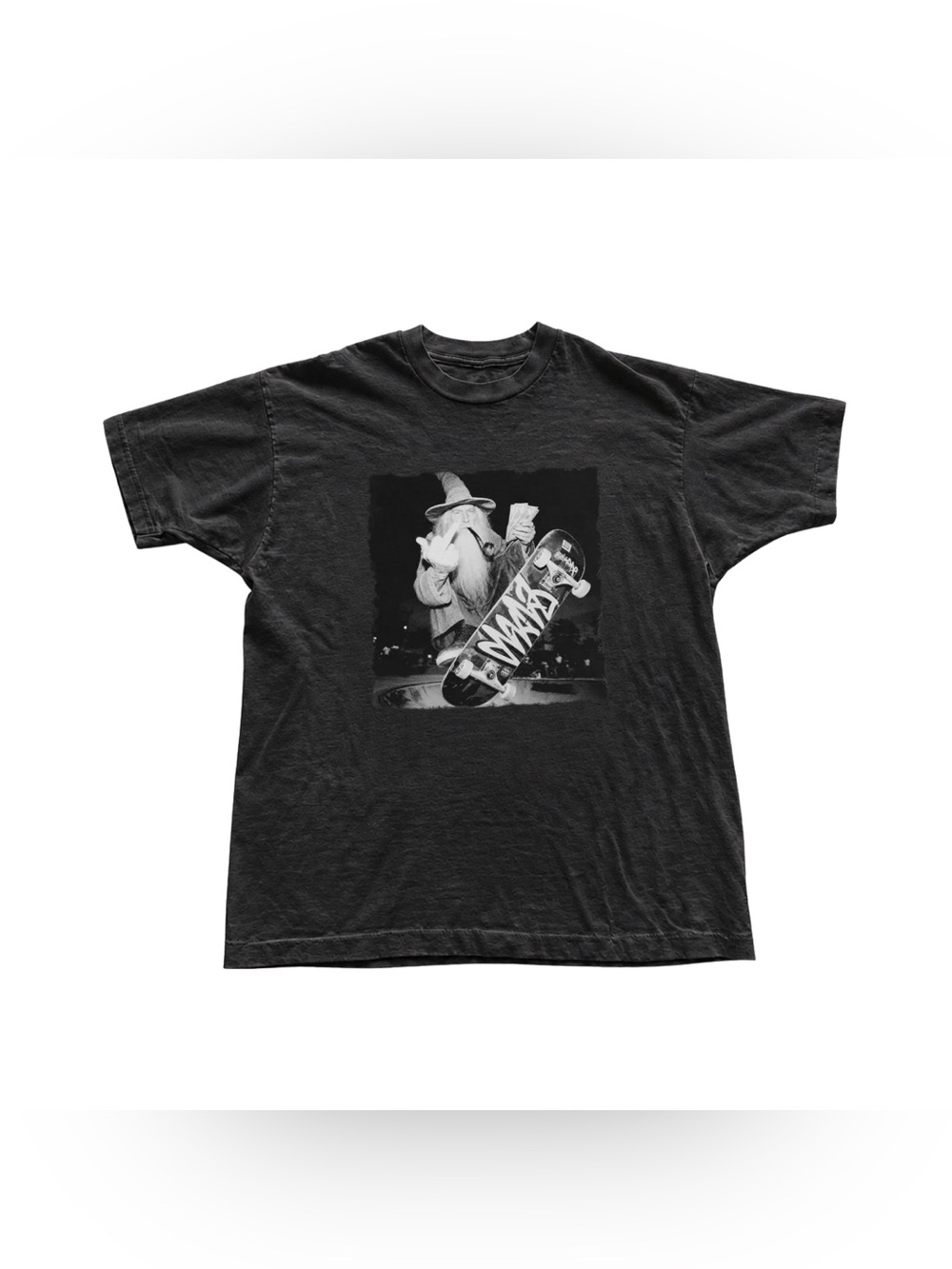 Black Short-Sleeve Skateboard Graphic Tee